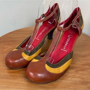 JEFFREY CAMPBELL Ibiza Last Dance Multicolor  T-Strap Mary Jane Heels Pump SZ 10